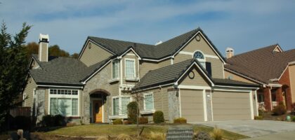 Stock photo of two story suburban house