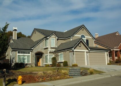 Stock photo of two story suburban house