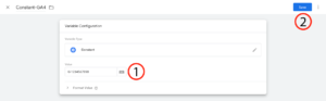 Tag manager constant variable with placeholder measurement ID