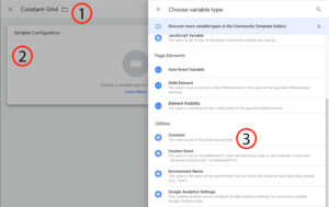 Partial list of tag manager variables